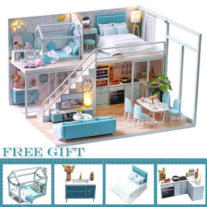 CUTEBEE DIY Dollhouse Wooden doll Houses Miniature Doll House Furniture Kit Casa Music Led Toys for Children Birthday Gift L28