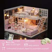 Load image into Gallery viewer, CUTE ROOM DIY miniature House Wooden Doll house Furniture Dust Cover Dollhouse Kit House Model Toys For Children Christmas Gift