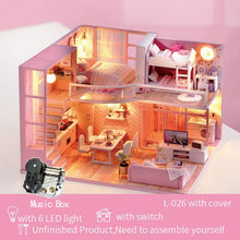 Load image into Gallery viewer, CUTE ROOM DIY miniature House Wooden Doll house Furniture Dust Cover Dollhouse Kit House Model Toys For Children Christmas Gift