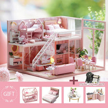 Load image into Gallery viewer, CUTE ROOM DIY miniature House Wooden Doll house Furniture Dust Cover Dollhouse Kit House Model Toys For Children Christmas Gift