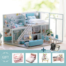Load image into Gallery viewer, CUTE ROOM DIY miniature House Wooden Doll house Furniture Dust Cover Dollhouse Kit House Model Toys For Children Christmas Gift