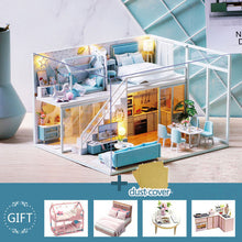 Load image into Gallery viewer, CUTE ROOM DIY miniature House Wooden Doll house Furniture Dust Cover Dollhouse Kit House Model Toys For Children Christmas Gift