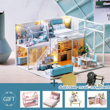 Load image into Gallery viewer, CUTE ROOM DIY miniature House Wooden Doll house Furniture Dust Cover Dollhouse Kit House Model Toys For Children Christmas Gift