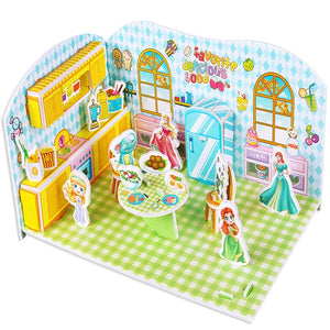 Attractive Cartoon Castle Garden Princess Doll House Furniture DIY Dollhouse 3D Puzzle Interesting Educational Toys For Children