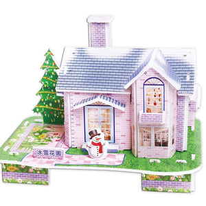 Attractive Cartoon Castle Garden Princess Doll House Furniture DIY Dollhouse 3D Puzzle Interesting Educational Toys For Children