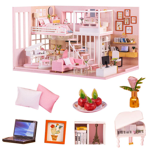 DIY Miniature Dollhouse Model Wooden mini Furniture  doll house exquisite house for dolls gifts toys for children dom dla lalek