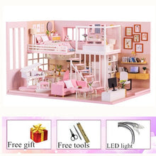 Load image into Gallery viewer, DIY Miniature Dollhouse Model Wooden mini Furniture  doll house exquisite house for dolls gifts toys for children dom dla lalek