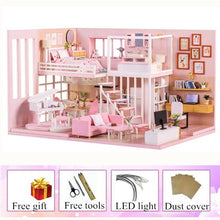 Load image into Gallery viewer, DIY Miniature Dollhouse Model Wooden mini Furniture  doll house exquisite house for dolls gifts toys for children dom dla lalek