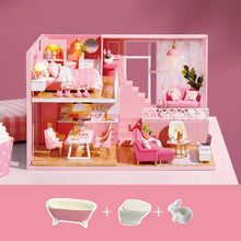 Load image into Gallery viewer, CUTE ROOM DIY miniature House Wooden Doll house Furniture Dust Cover Dollhouse Kit House Model Toys For Children Christmas Gift