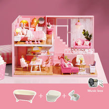 Load image into Gallery viewer, CUTE ROOM DIY miniature House Wooden Doll house Furniture Dust Cover Dollhouse Kit House Model Toys For Children Christmas Gift