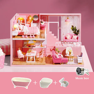 CUTE ROOM DIY miniature House Wooden Doll house Furniture Dust Cover Dollhouse Kit House Model Toys For Children Christmas Gift