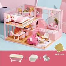 Load image into Gallery viewer, CUTE ROOM DIY miniature House Wooden Doll house Furniture Dust Cover Dollhouse Kit House Model Toys For Children Christmas Gift