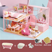 Load image into Gallery viewer, CUTE ROOM DIY miniature House Wooden Doll house Furniture Dust Cover Dollhouse Kit House Model Toys For Children Christmas Gift