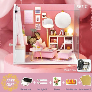 DIY Wooden House Miniaturas with Furniture DIY Miniature House Casa Doll house Toys for Children Birthday Gifts Box Theatre M33