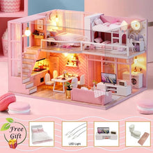 Load image into Gallery viewer, DIY Wooden House Miniaturas with Furniture DIY Miniature House Casa Doll house Toys for Children Birthday Gifts Box Theatre M33