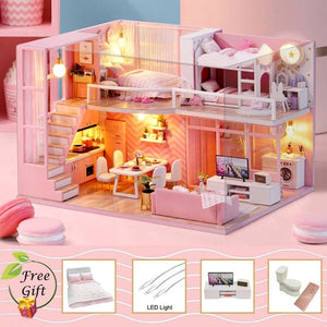 DIY Wooden House Miniaturas with Furniture DIY Miniature House Casa Doll house Toys for Children Birthday Gifts Box Theatre M33