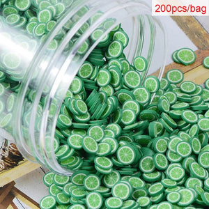 200pcs/bag Soft Pottery Addition Soft Fimo Fruit Slices For Slime Fluffy Lizun DIY Mobile Supplies Slime Accessories Children
