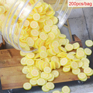 200pcs/bag Soft Pottery Addition Soft Fimo Fruit Slices For Slime Fluffy Lizun DIY Mobile Supplies Slime Accessories Children