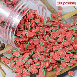 200pcs/bag Soft Pottery Addition Soft Fimo Fruit Slices For Slime Fluffy Lizun DIY Mobile Supplies Slime Accessories Children