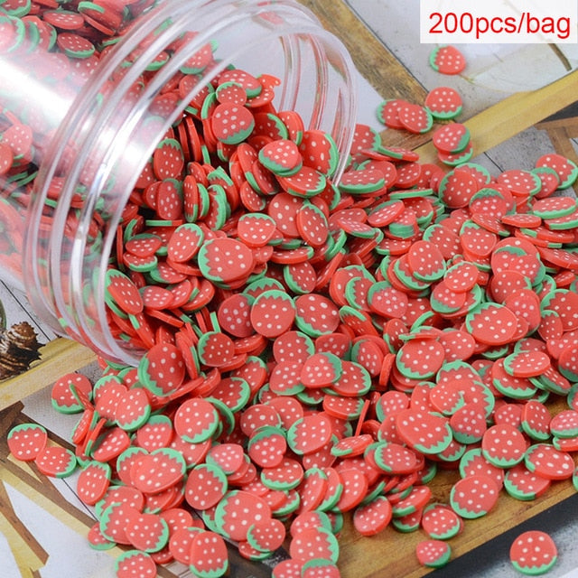 200pcs/bag Soft Pottery Addition Soft Fimo Fruit Slices For Slime Fluffy Lizun DIY Mobile Supplies Slime Accessories Children