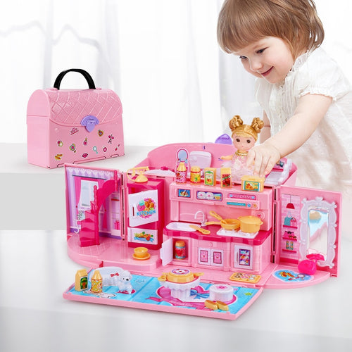 Doll House hand bag accessories cute Furniture Miniature Dollhouse Birthday Gift home Model toy house doll Toys for Children