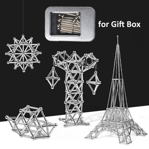 3D DIY Magnetic Building Blocks Magnetic Designer Magnet Sticks & Metal Balls Brain Training Toys For Children Adults Gifts