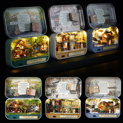 Box Theatre Dollhouse Furniture Miniature Toy DIY miniature Doll house Furnitures LED Light Toys for Children Birthday Gift V5