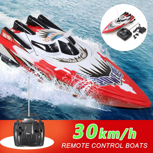 RC Boat 30km/h High Speed Racing Rechargeable Batteries Remote Control Boat for Children Toys Kids Christmas Gifts 33x11x9cm