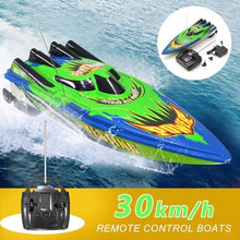 Load image into Gallery viewer, RC Boat 30km/h High Speed Racing Rechargeable Batteries Remote Control Boat for Children Toys Kids Christmas Gifts 33x11x9cm
