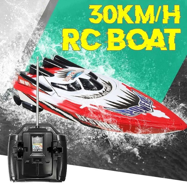 RC Boat 30km/h High Speed Racing Rechargeable Batteries Remote Control Boat for Children Toys Kids Christmas Gifts 33x11x9cm