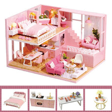 Load image into Gallery viewer, DIY Wooden House Miniaturas with Furniture DIY Miniature House Casa Doll house Toys for Children Birthday Gifts Box Theatre M33