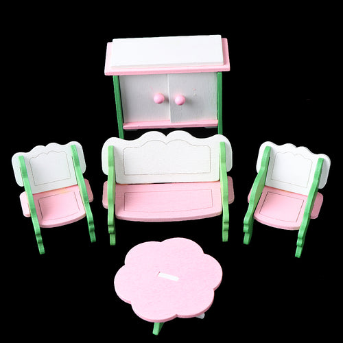Hot Mini Wooden Furniture Dollhouse Set Miniature DIY Dollhouse Room 1:12 dolls house miniature accessories Toys  For Children