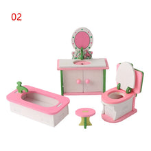 Load image into Gallery viewer, Hot Mini Wooden Furniture Dollhouse Set Miniature DIY Dollhouse Room 1:12 dolls house miniature accessories Toys  For Children