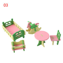 Load image into Gallery viewer, Hot Mini Wooden Furniture Dollhouse Set Miniature DIY Dollhouse Room 1:12 dolls house miniature accessories Toys  For Children