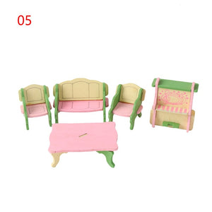 Hot Mini Wooden Furniture Dollhouse Set Miniature DIY Dollhouse Room 1:12 dolls house miniature accessories Toys  For Children