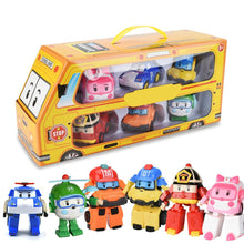 Load image into Gallery viewer, Set of 6 Pcs Poli Car Kids Robot Toy Transform Vehicle Cartoon Anime Action Figure Toys for Children Gift Juguetes
