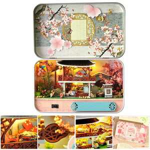 Box Theatre Dollhouse Furniture Miniature Toy DIY miniature Doll house Furnitures LED Light Toys for Children Birthday Gift V5