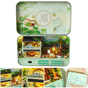 Box Theatre Dollhouse Furniture Miniature Toy DIY miniature Doll house Furnitures LED Light Toys for Children Birthday Gift V5