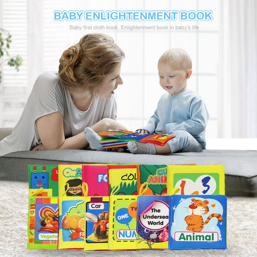 Soft Cloth Books Rustle Sound Infant Books Baby Books Quiet Books Educational Stroller Rattle Toys for Newborn Baby 0-12 month