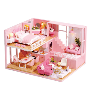 CUTEBEE DIY Doll House Wooden Doll Houses Miniature Dollhouse Furniture Kit with LED Toys for children Christmas Gift  L023