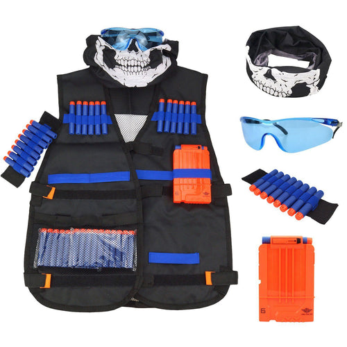 ChildrenBlack Tactical gun Accessories  Waistcoat Ammo Holder Elite Pistol Bullets Toy Clip Darts for Nerf with mask Goggles
