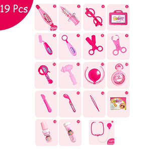 19 Pieces/Set Children Pretend Play Doctor Nurse Toy Set Portable Suitcase Medical Kit Kids Educational Role Play Classic Toys