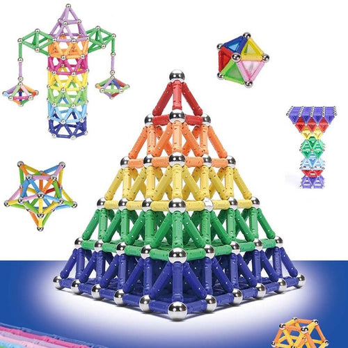 Creative DIY Magnetic Toy Designer Magnet Stick and Metal Ball Constructor Bar Magnetic Block Mathematical Toy Ball for Children