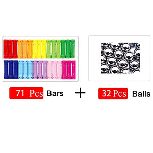 Creative DIY Magnetic Toy Designer Magnet Stick and Metal Ball Constructor Bar Magnetic Block Mathematical Toy Ball for Children