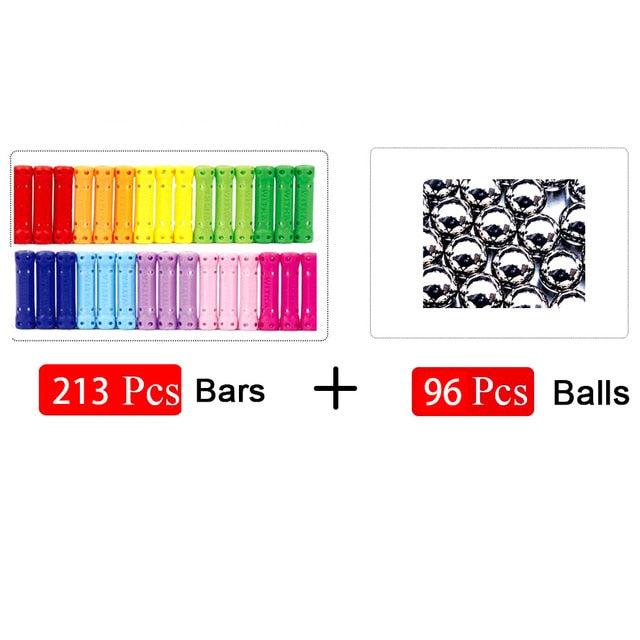 Creative DIY Magnetic Toy Designer Magnet Stick and Metal Ball Constructor Bar Magnetic Block Mathematical Toy Ball for Children