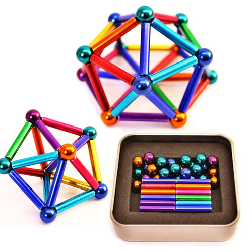 DIY Metal Magnets Cube Magic Building Blocks Educational Puzzle Toys Magnetic Sticks & Steel Balls Magnet Toys for Children