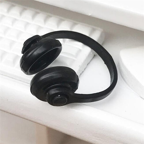 1Pcs new 1/12 Doll house Miniatures Plastic Wireless Earphone Headphone Doll House Decor Classic Toys for Child Kids xmas Gift