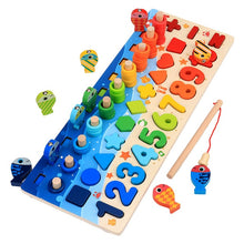 Load image into Gallery viewer, Montessori Educational Wooden Toys For kids Board Math Fishing Count Numbers Matching Digital Shape Match Early Education Toy