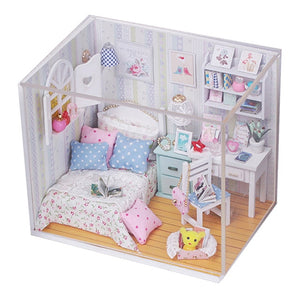 Doll House Furniture Diy Miniature 3D Wooden Miniaturas Dollhouse Toys for Children Birthday Gifts Casa Kitten Diary H013