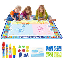 Load image into Gallery viewer, Coolplay 100x100cm Magic Water Drawing Mat Doodle Mat &amp; 4 Drawing Pens &amp; 1 Stamps Set Painting Board Educational Toys for Kids